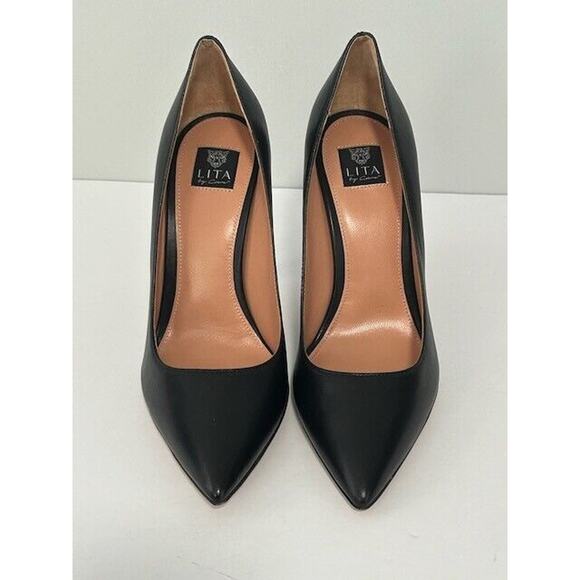 LITA By Ciara Pump Heels Slip On Pointed Toe Stiletto Leather Black 37/6.5 NIB - Picture 5 of 8